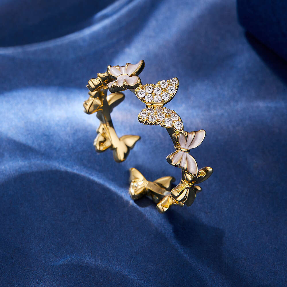 New Super Fairy Oil Drop Enamel Butterfly Open Niche Unique Western Style Index Finger Sweet High-end Sense Ring