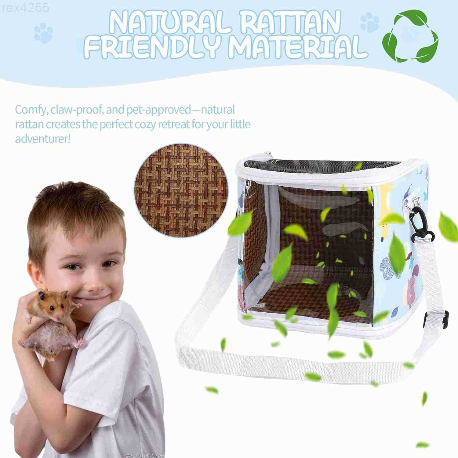 Pig Carrier Bag with Water BottleTravel Portable Small Animal Carrier Sling Pouch Clear Window Carrier Backpack for Hamster Bunny Gerbil Hedgehog Suga