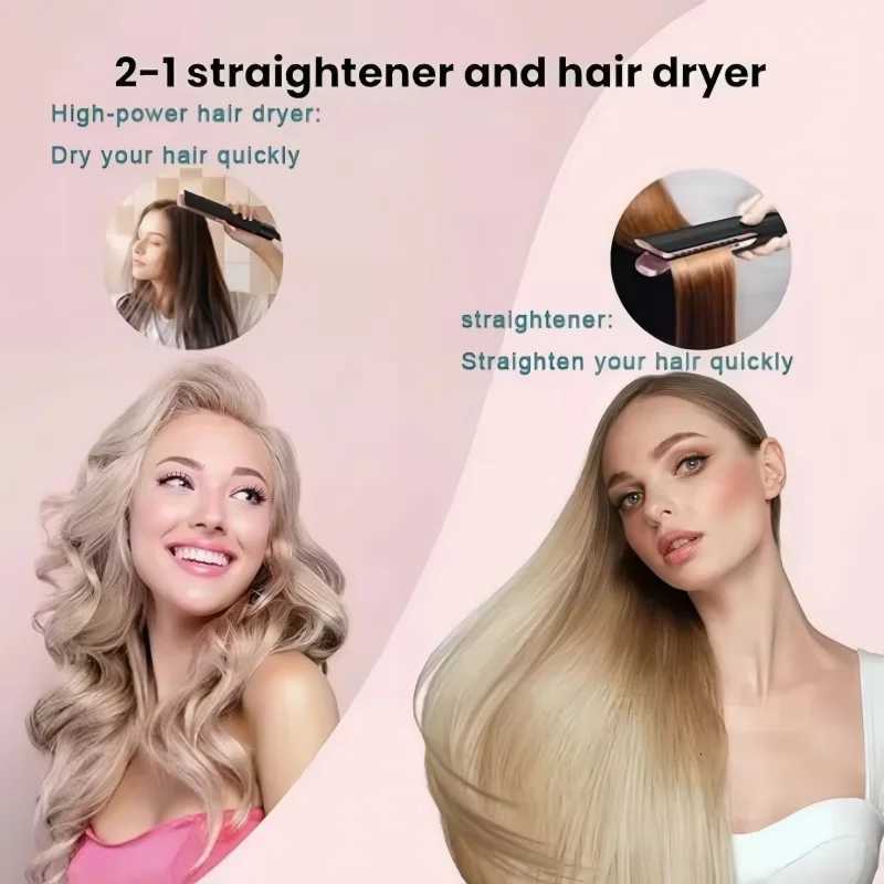 2 IN 1 Professional Hair Straightener Hair Dryer Negative Ion Iron Long Lasting Styling Tool Wet and Dry StraightenerW250904