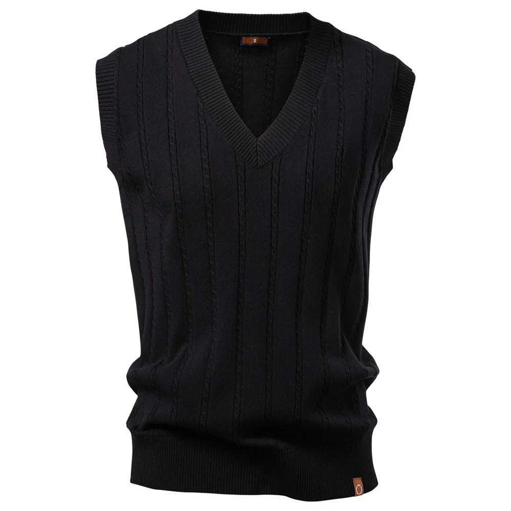 Mens VNeck Tweed Sweater Vest Business Waistcoat for AutumnWinter 2025 Season Classic Style Casual FashionXJ250904