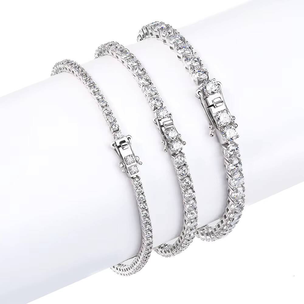 Wholesale Custom Hip Hop Fine Jewelry 24mm 14k Solid White Gold Vvs Lab Grown Diamond Iced Out Tennis Bracelet for Men Women