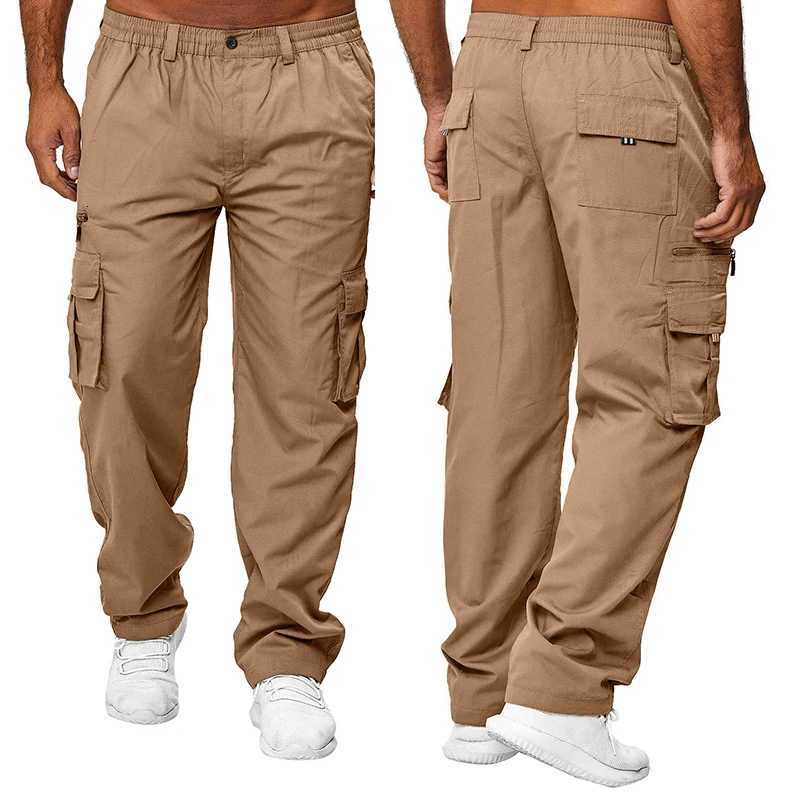 Men Casual Cargo Pant Solid Color Straight Leg Jogger Sweatpant Loose Workout Trouser with Pockets StreetwearXJ250904