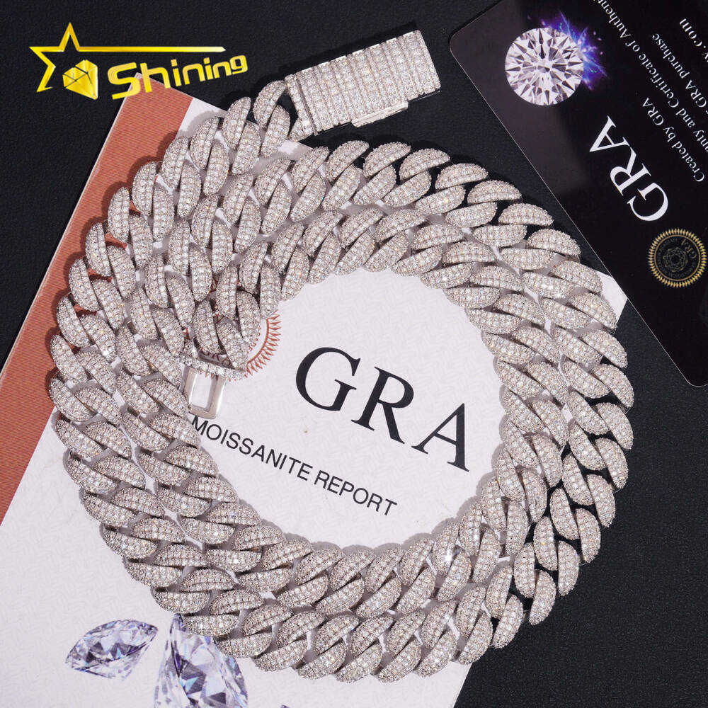 Fine Jewelry Hip Hop Pass Diamond Tester 925 Silver Mens 125mm Iced Out Cuban Link Chain