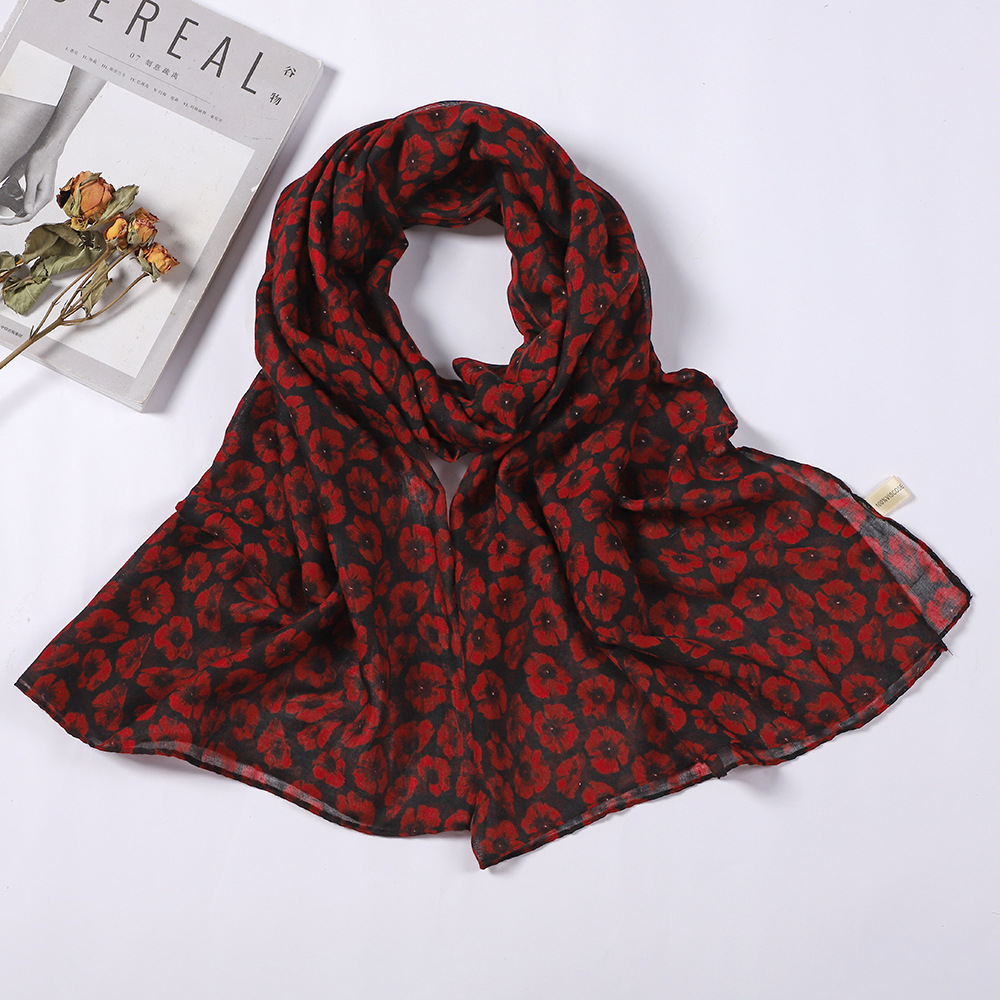 K1801 European and American retro scarf silk scarf printed classic scarf travel shawl