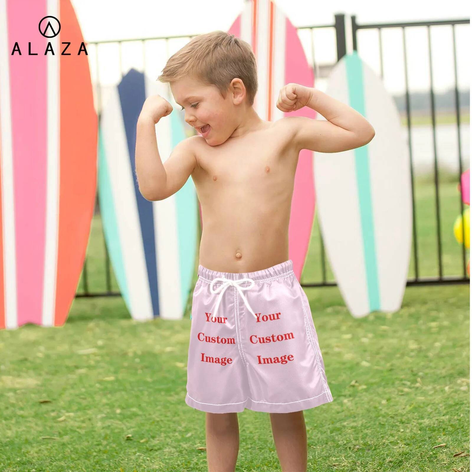 2025 Kids shorts Custom Image Print Swimwear Boy Swimsuit Swimming Trunks Set Beach Short Suitable For 3-14 years old Children