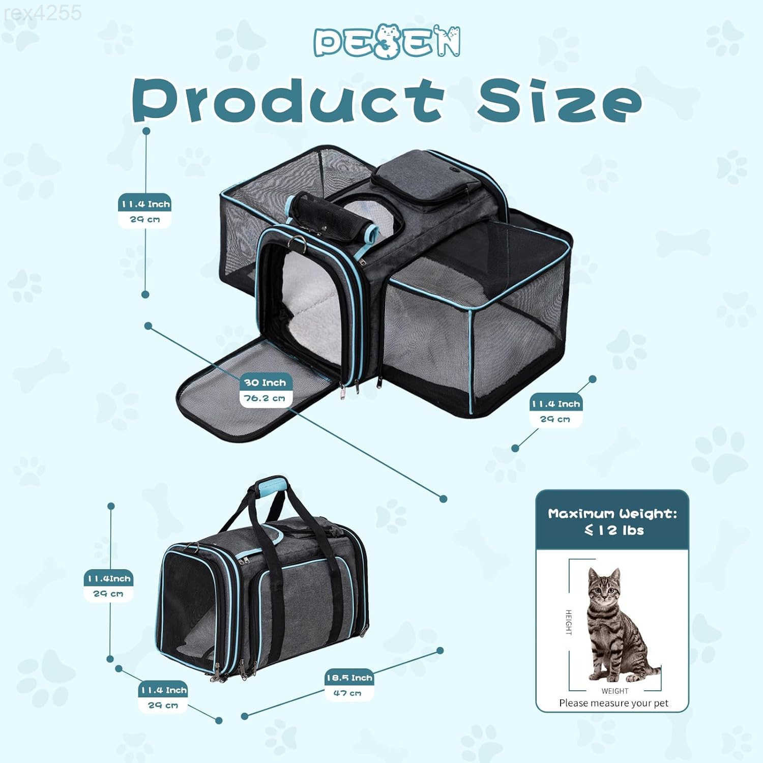 Dog Cat Carrier Airline Approved Soft Pet Carrier Breathable Collapsible Design Ideal for Small Dogs Cats Rabbits and Other Small Animals Larger ExW25