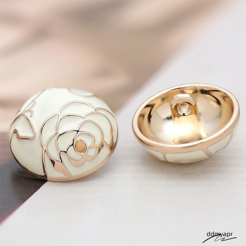 Maryya 0001 Women's Fashion Decorative Buckle Ddmyday Dia Inlaid Metal DIY Buttons Hand Sewn Thread Woolen Coat Decoration Camellia