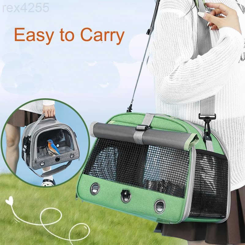 Bird Travel Carrier Portable Small Bird Parrot Parakeet Carrier with Standing Perch and Tray Side Access Window Collapsible Bird Carry Transport Bag f