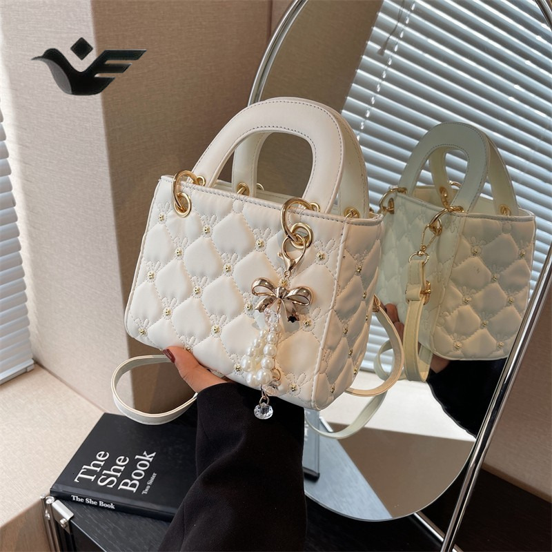 Feiyan Free Shipping New Designer Bag Luxury Shopping Bag Women High-end Quilted Embroidery Pearl Handbag Bucket Bag Shoulder Crossbody Bag