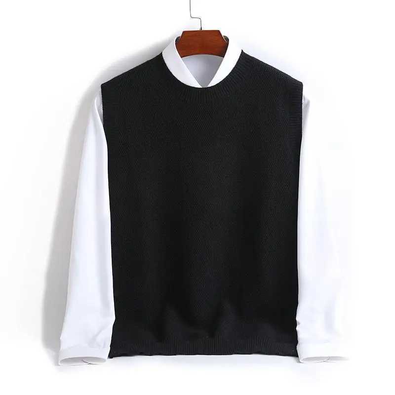 Mens Sweater Temperment Authentic AutumnWinter Sweater Tank Top Sweater Round Neck Vest Solid Color Knitted Sweater TOPXJ250904