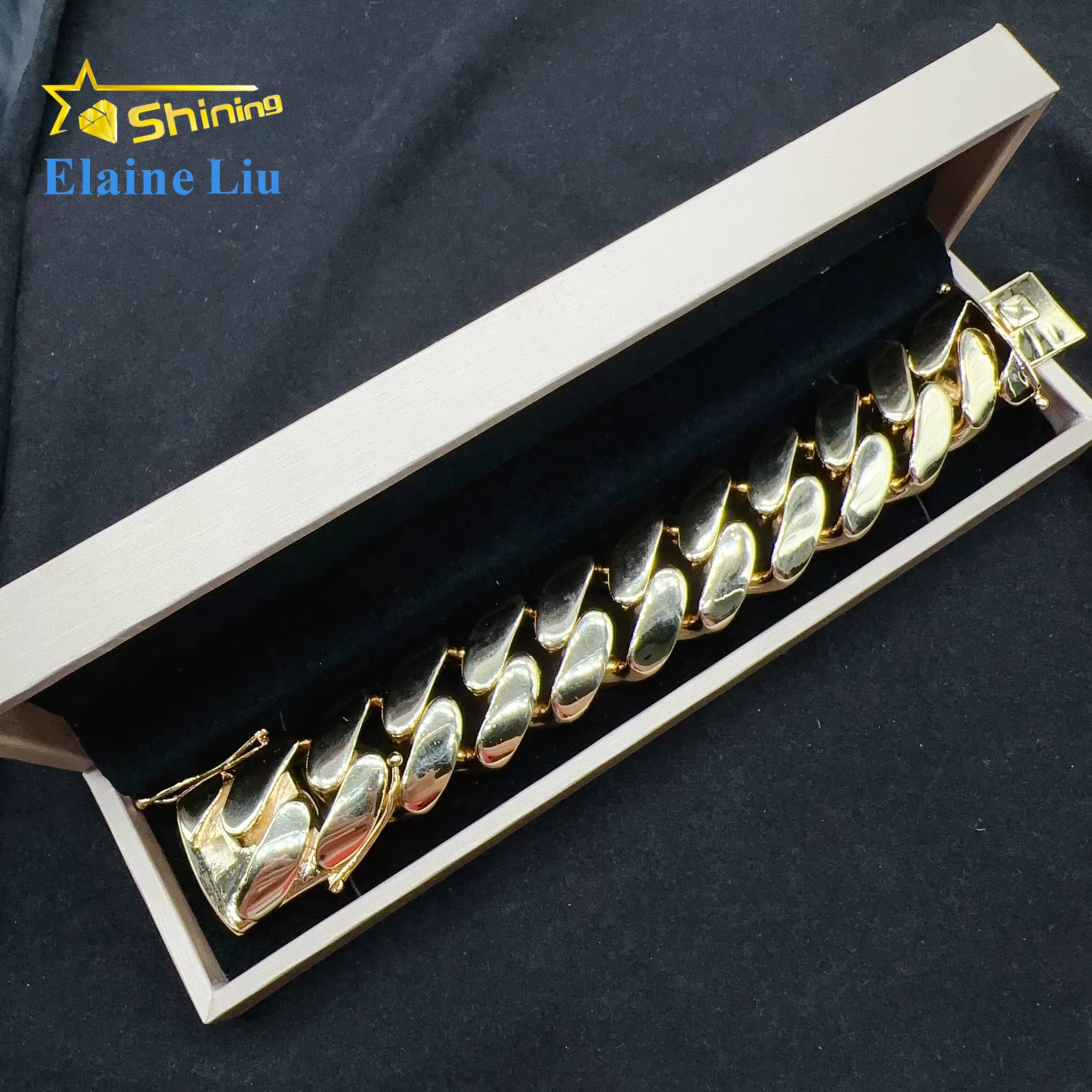 30MM Width Big Cuban Bracelet Hip Hop Jewelry Brass Real Gold Plated Cuban Link Chain Men Bracelet