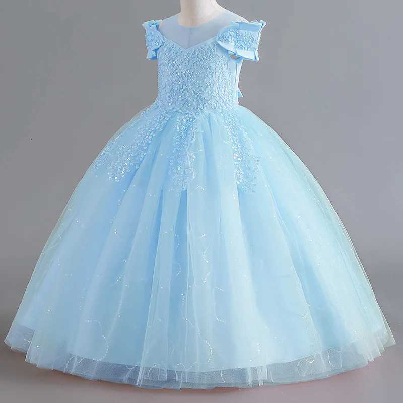 Girls Sleeveless Sequins Long Princess Dress For Kids Luxury Wedding Bridesmaid Graduation Evening Ball Gown 4-13 Years Old Z250904
