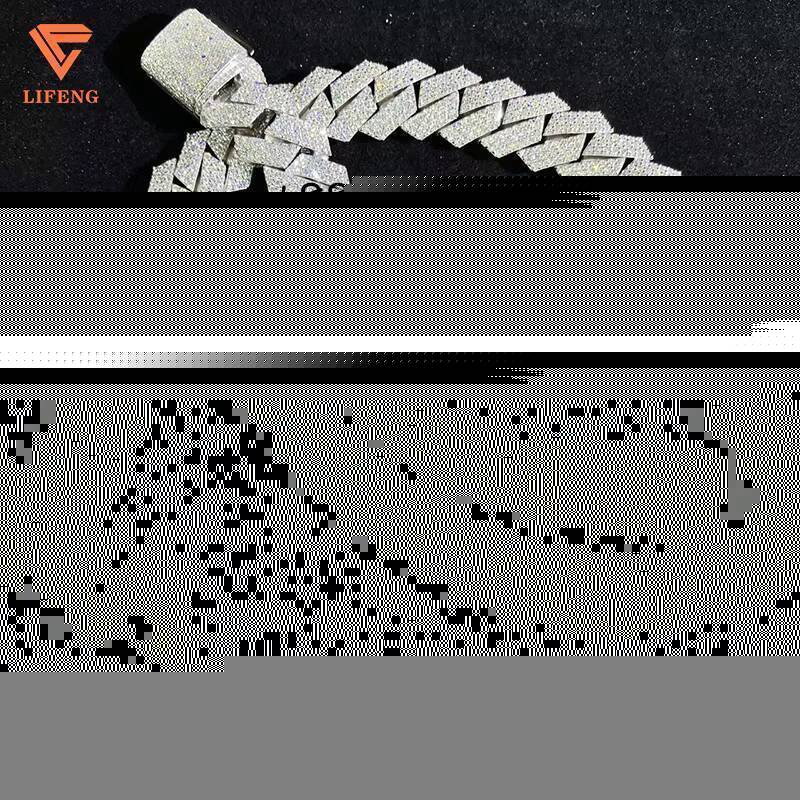 DVVVS Moissanite 20mm Cuban Link Chain 925 Sterling Silver Hip Hop Fine Jewelry Necklace Iced Out Diamond Cuban Necklace for Men
