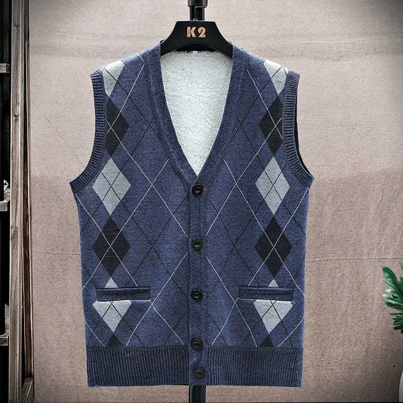 Autumn Winter Sweaters Men Casual Sleeveless Sweater Male V Neck Collar Knitted Vests ManXJ250904