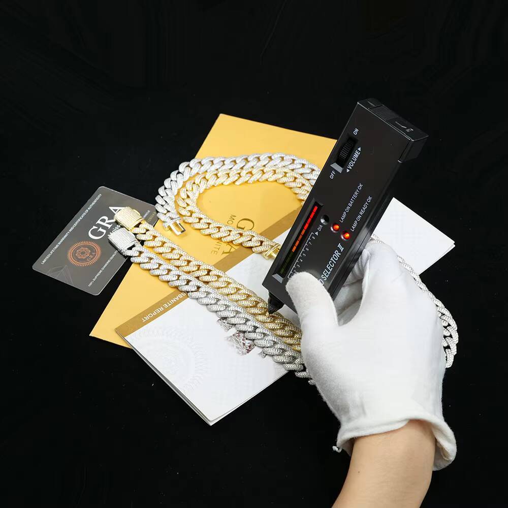 14mm Cuban Link Chain Necklace 925 Sterling Silver Hip Hop Jewelry DVVS Moissanite Necklace Cuban Chain Men Women Gift