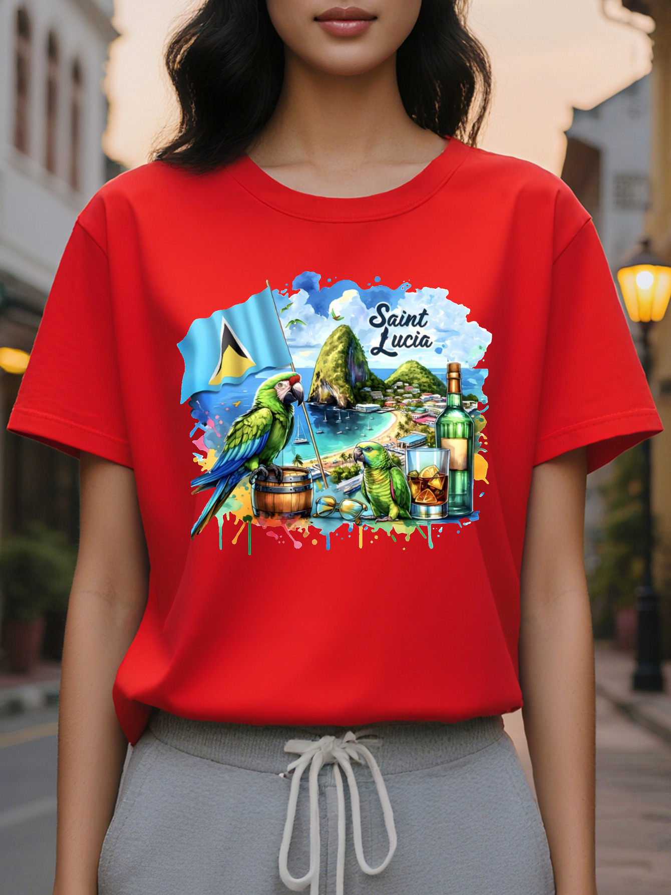 Large XL Saint Lucia Landscapes Parrot Tail Plus Size