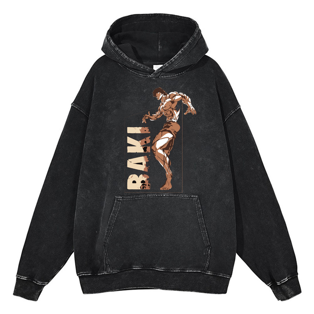 Streetwear-Inspired Baki Hanma Hoodie: Durable 440 Grams Washed Cotton for Authentic Vibe - TT8293
