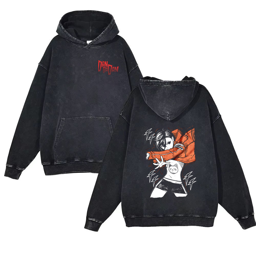 dandadan Anime Merchandise New Cartoon Collection 440g Heavyweight Pre-Washed Hoodie for Men & Women Trendy Style - VT2640