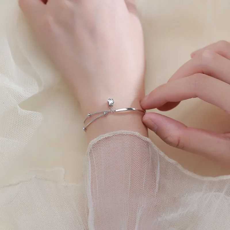 2025 Silver Beautiful Stars Bracelets for Women Girl Party Wedding Fashion Jewelry Holiday Gifts Double Layer Bangles Gifts Y250904