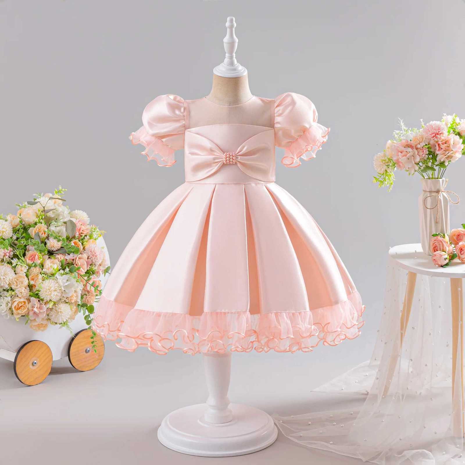 Sweet pink girls dress pastoral style princess dress suitable for birthday party piano concert Z250904