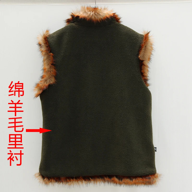 Autumn and winter mens fur coat short fox vest retro local rich owner Kang Shoutang performance clothes 250904