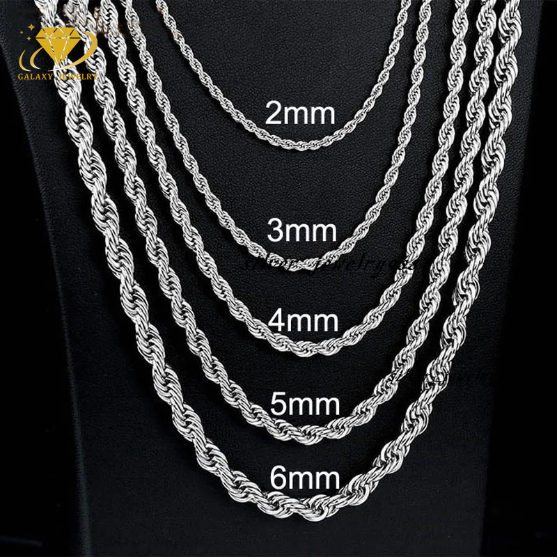Rope Chain Necklace Fashion Jewelry Necklaces 3mm 4mm 5mm 12mm Personality 925 Silver Rope Chain for Men Women