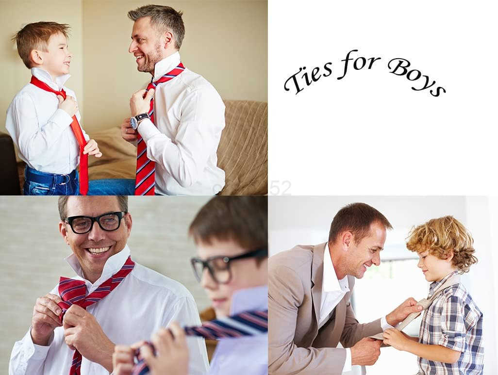 3pcs Boys PreTied Neckties Pocket Square Set Neck Strap Tie for KidsW250904