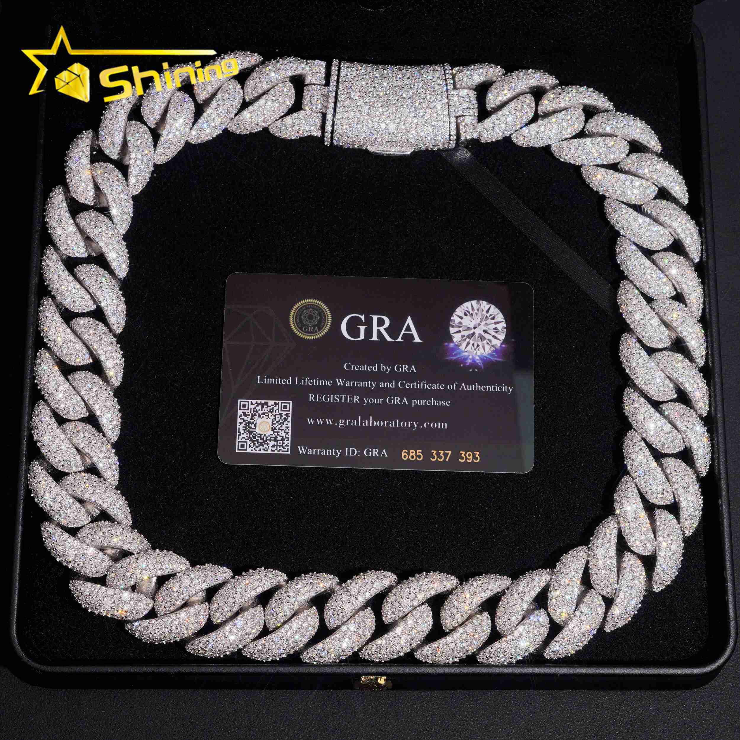 Luxury Big Size 23mm Cuban Link Chain 925 Sterling Silver Moissanite Hip Hop Jewelry Custom Moissanite Chain Cuban for Men