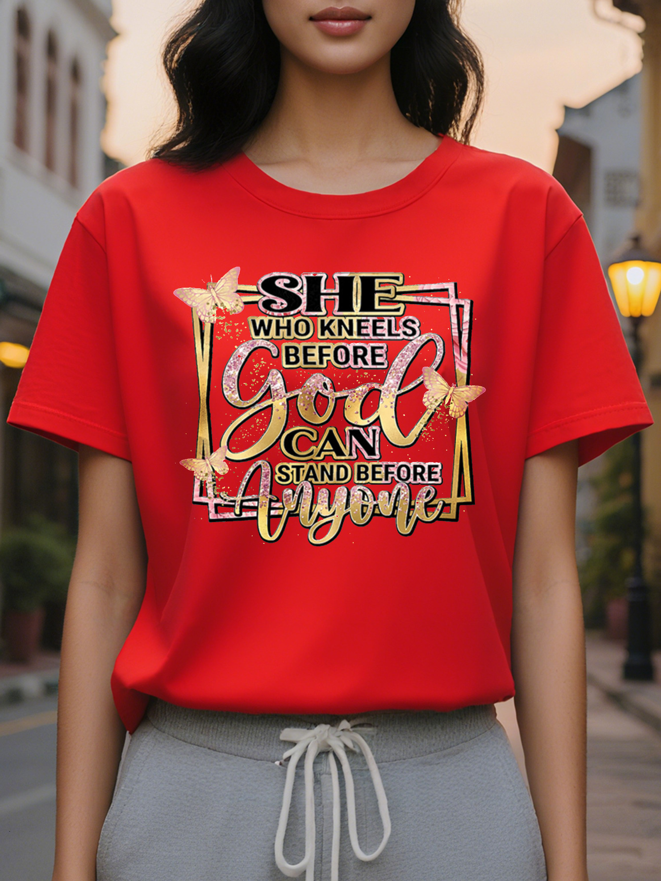 Large XL Letter Print Crew Neck Casual Short Sleeve T-Shirt for Spring Summer Women's Clothing Plus Size