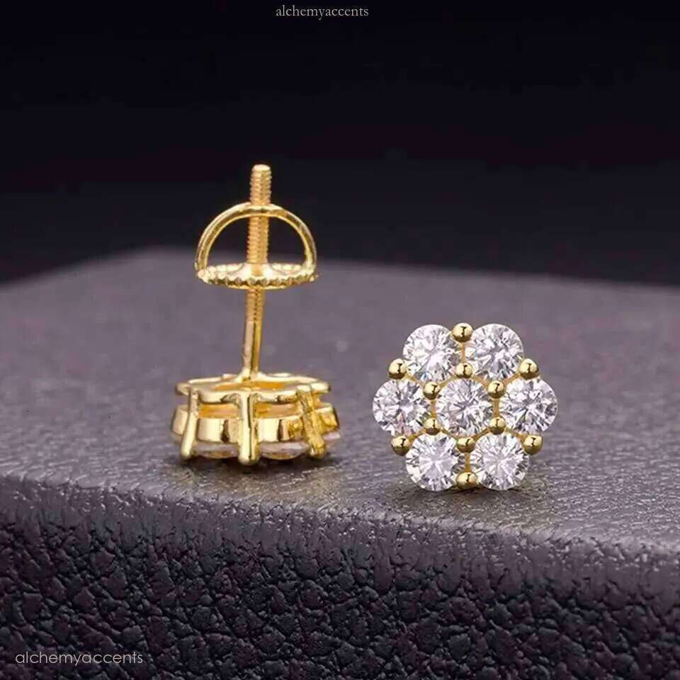 2025 Designer Top Men's 10k Plated Sier Pin VVS Moissanite Real Gold Earrings Jewelry Fashion Gifts