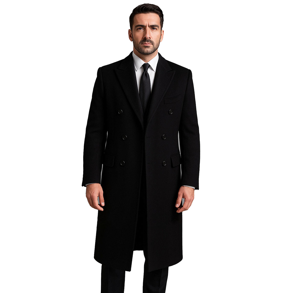 Simple Men's Wool Overcoat Peaked Lapel Tailor-Made Windbreaker One Piece Double Breasted Warm Blazer Customized Overgarment Plus Size