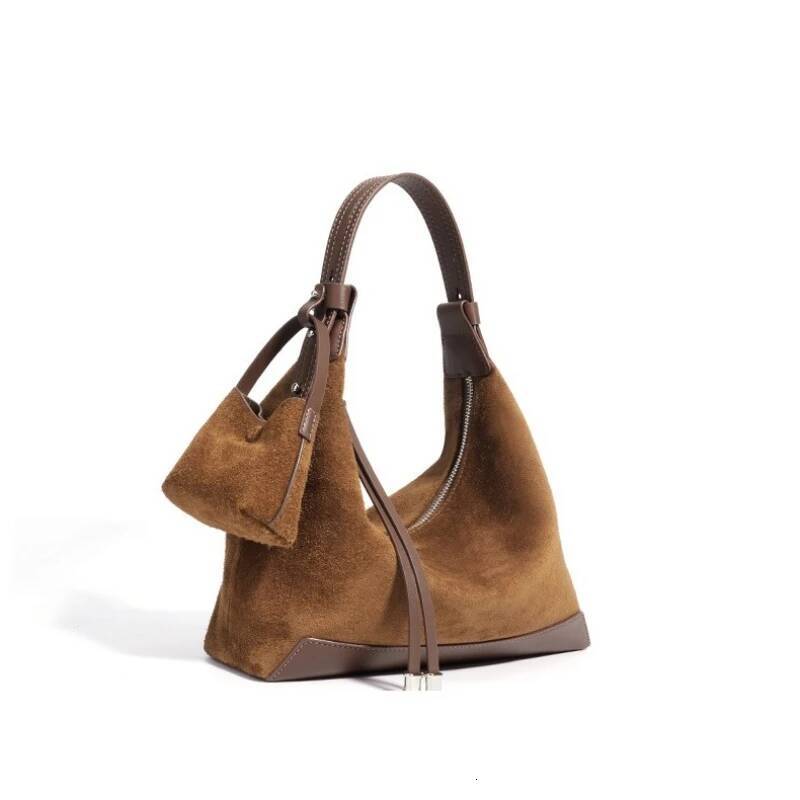 Suede Women Retro Designer Handbags Cowhide Leather Shoulder Crossbody Bags with Small Bag Adjustable Strap Winter New