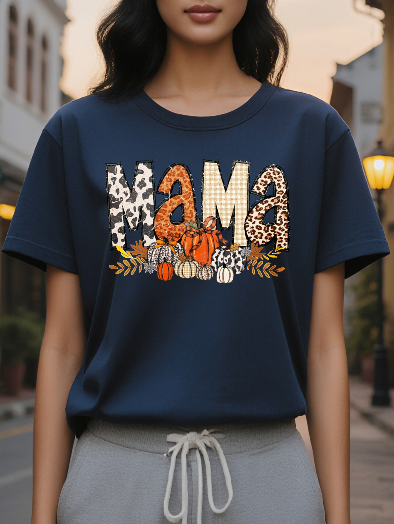 Large XL Women's Halloween Fashion Round Neck Loose Fit Printed Sweatshirt Plus Size