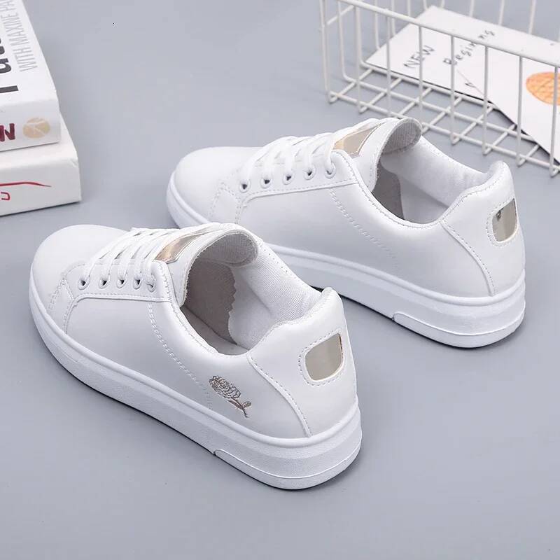 Women Casual New Woman White Breathable Flower Lace-Up Female Sneakers Fashion Embroidered Vulcanized Shoes ddmysaturn ddmysaturn