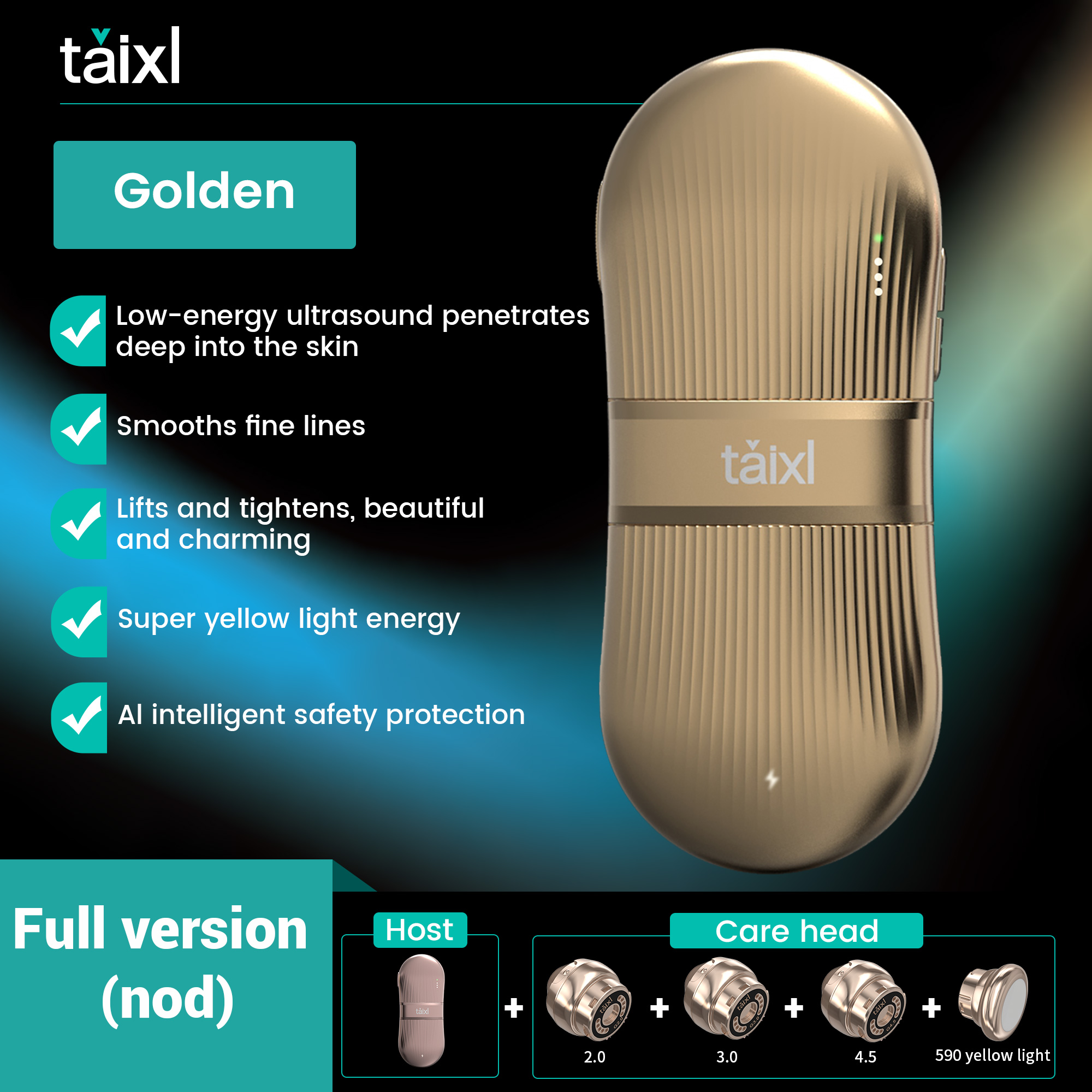 Taixl High-Frequency Ultrasound Facelift - Compact Skincare Solution for Youthful Complexion