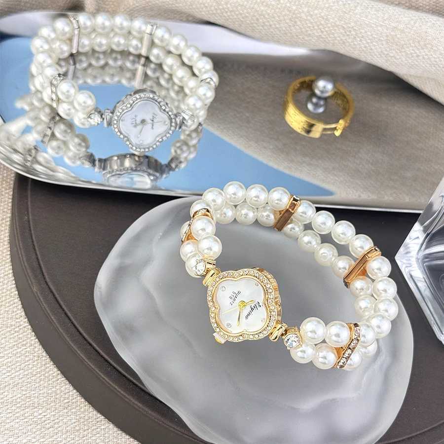 Classic Diamond Encrusted WATCH Case Lazy Elastic Pearl Bracelet Fashion Quartz WATCH X250904