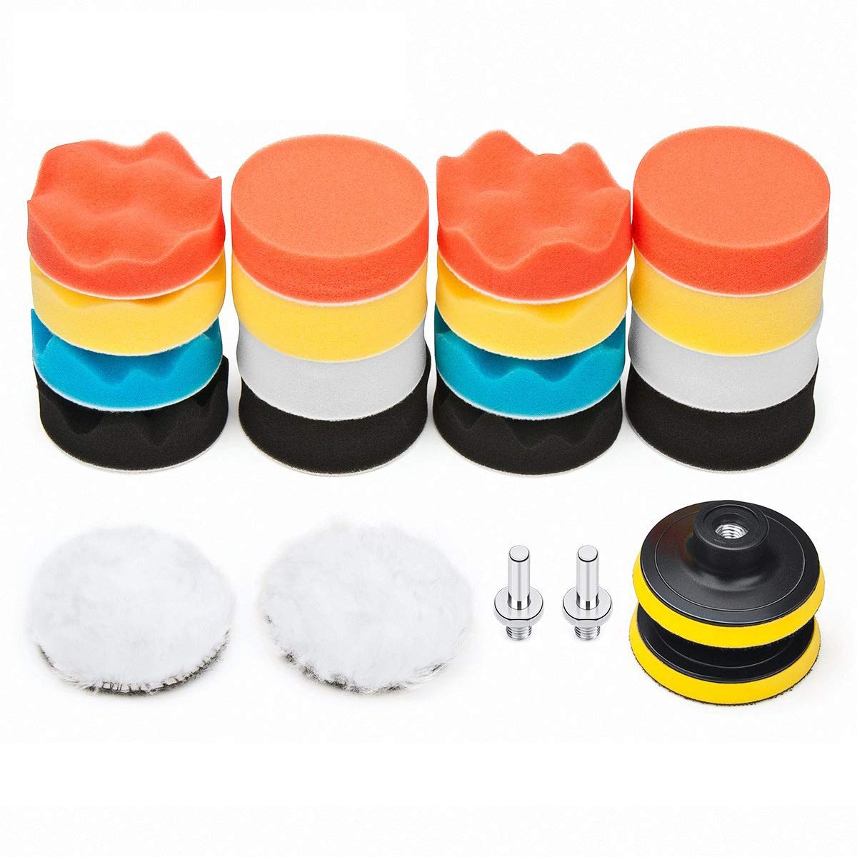 Buffing and Polishing Pads Kit 11PCS Buffing Pads with Drill Adapter Foam Polisher Pad for Car Waxing
