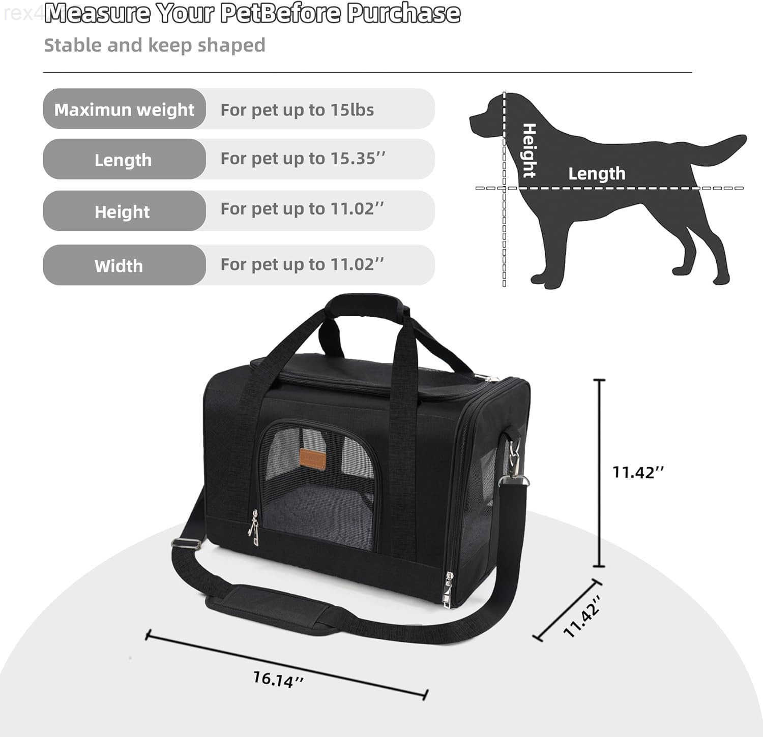 Cat CarrierPortable Pet Carrier Bag for Cats and Small DogsFoldable SoftSided and ScratchProof mesh Cat Bag Pet CarriersAirline Approved Pet CarrierPe