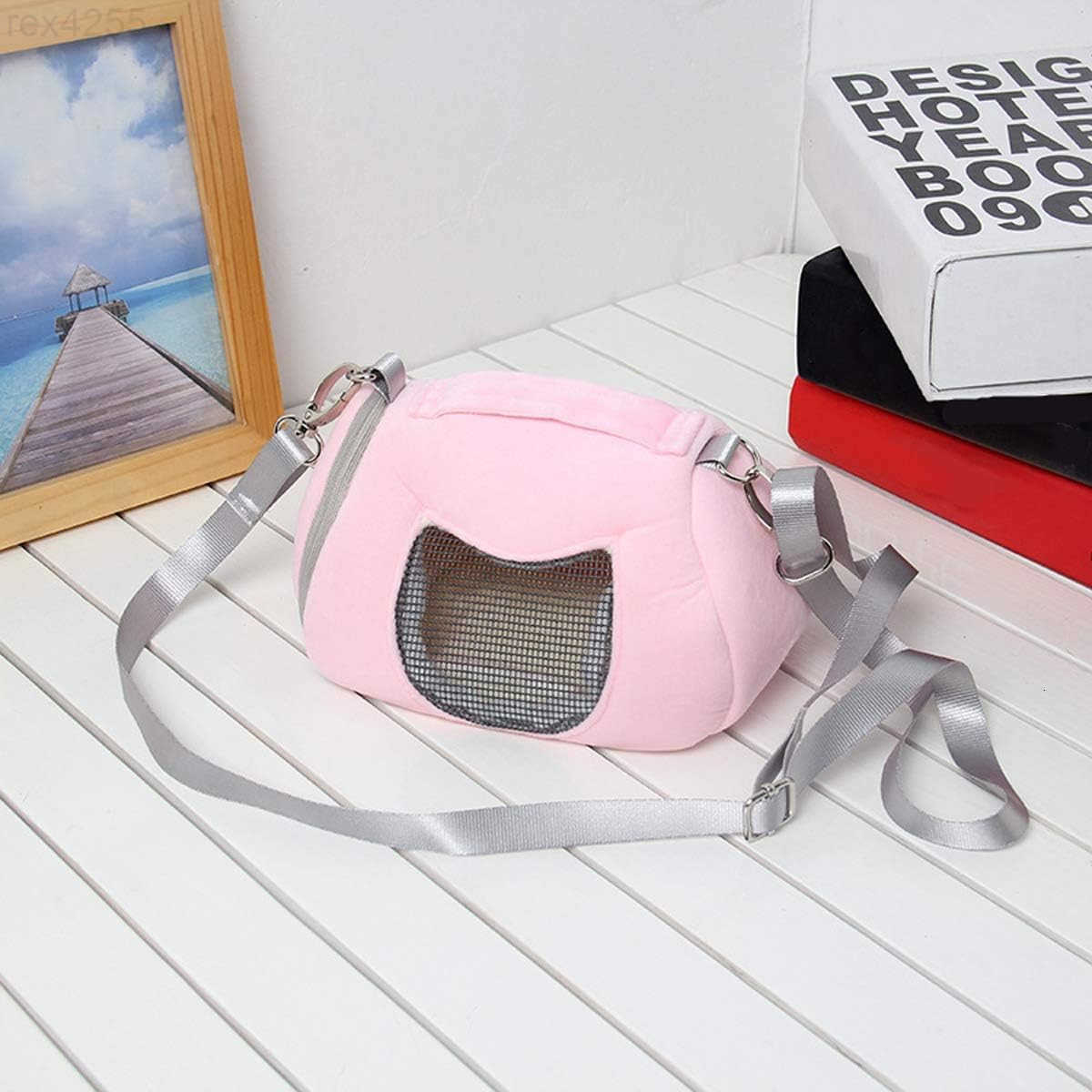 Carrier Bag Portable Outdoor Travel Handbag with Adjustable Single Shoulder Strap for Hamster Small Pets GreyW250904