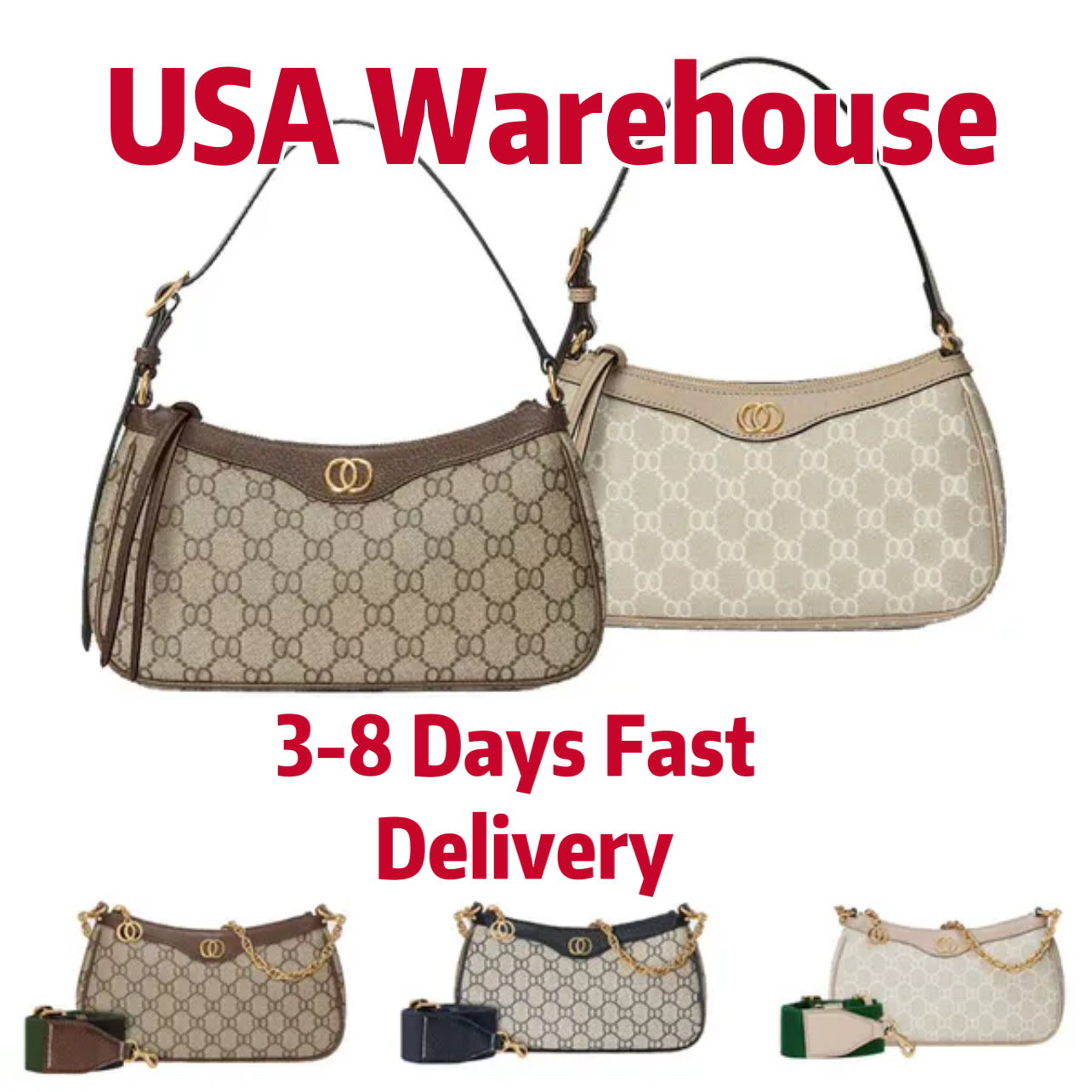 Luxury GG Designer Bag Women's Shoulder Bag Fashion handbag Leather Underarm Bag Crescent Bag High quality leather crossbody bag Designer Women Chain StitchedL bag