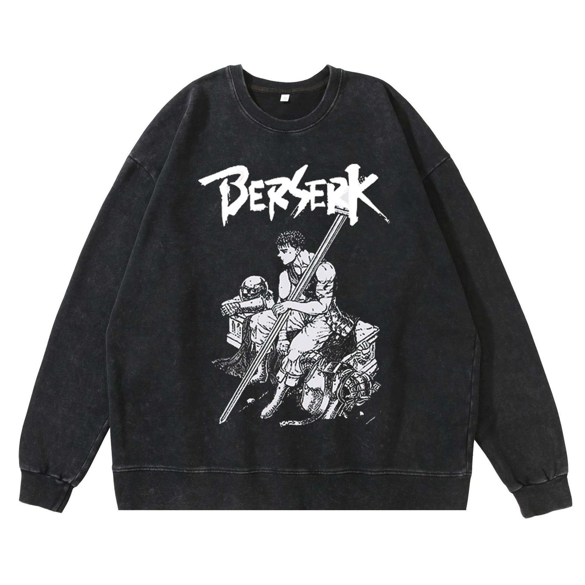 Tough Washed Denim Effect 'Berserk' Design Cotton Pullover Jacket: A Tribute To Classic Manga Art - TT8248