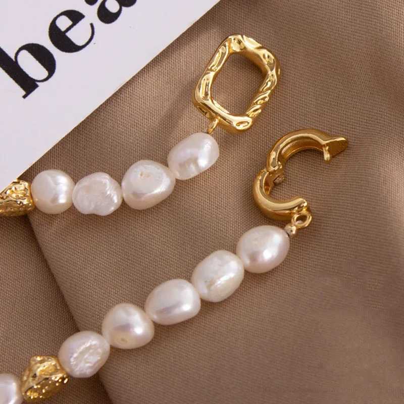 Natural Baroque Freshwater Pearl Bracelet Elegant Gold Color Charms Bangles for Women Luxury Personality Jewelry Y250904