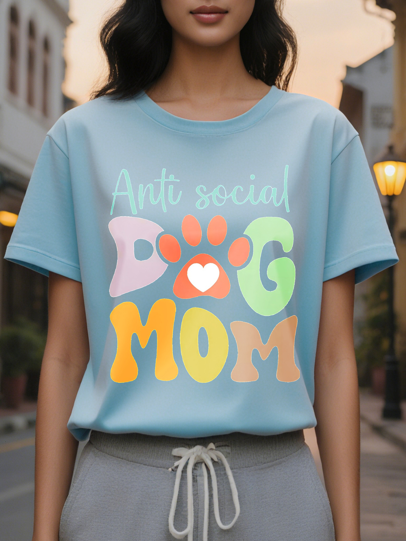 Large XL Graphic Letter Printed Women's Spring and Summer Clothing Combined Version Round Neck T-Shirt Plus Size c4318