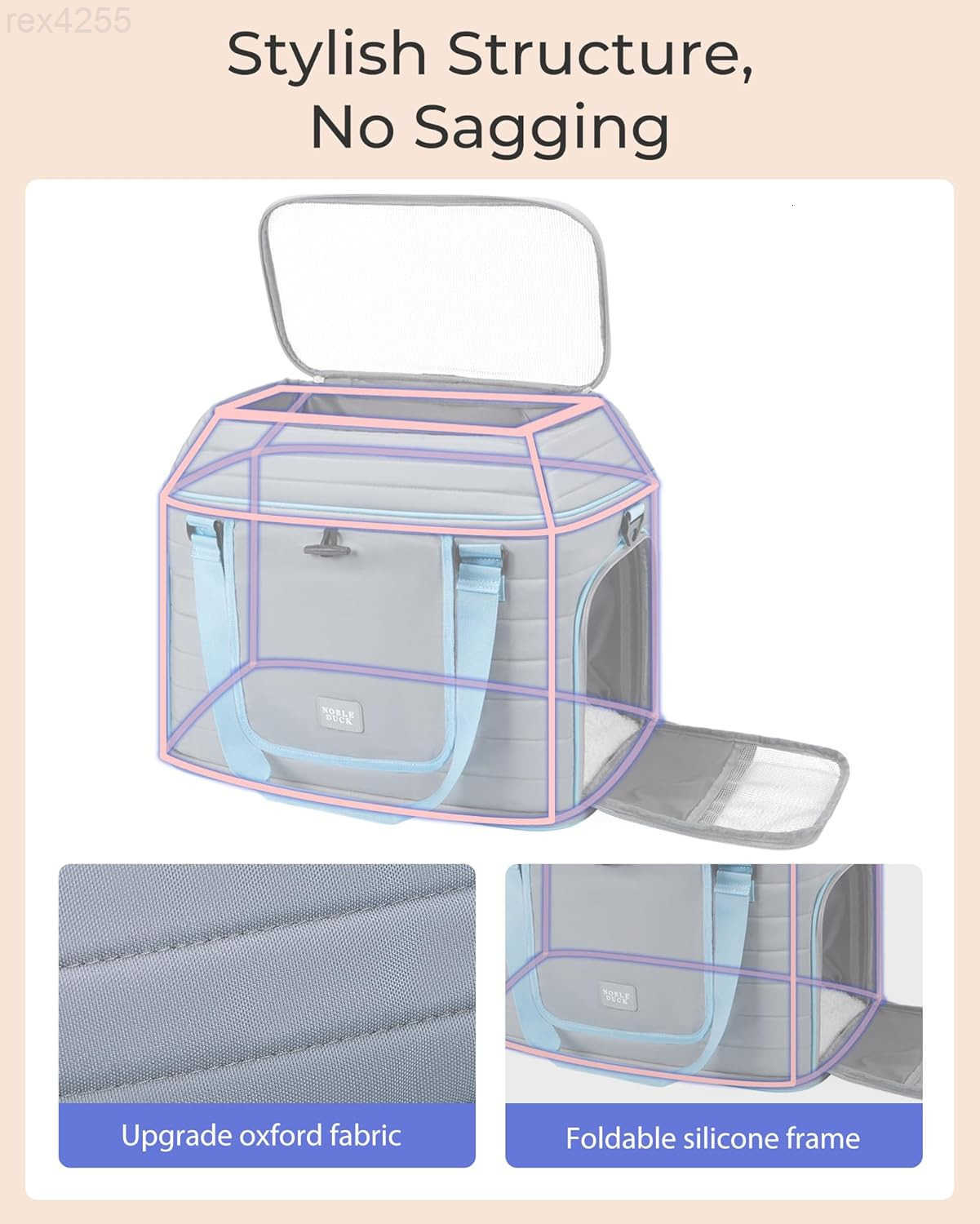 Pet Carrier NOBLE DUCK Airline Approved Pet Travel Bag for CatsDogs Up to 20 Lbs SoftSided MultiSided Breathable with AntiEscape Zipper Privacy CurtaW