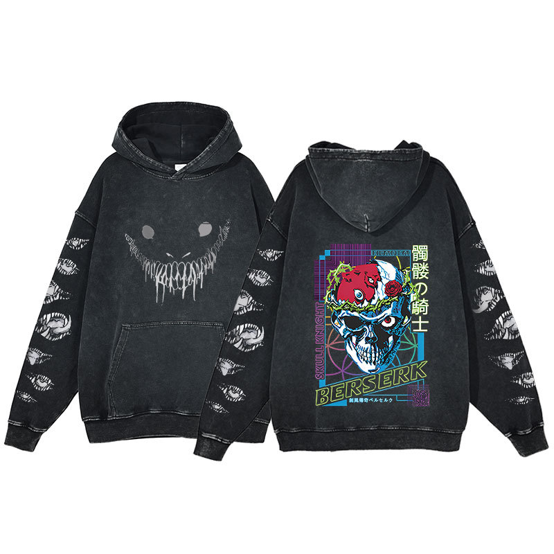 Berserk Hoodie Printed Harajuku Style Washed Hooded Sweatshirt Men's - VT2744