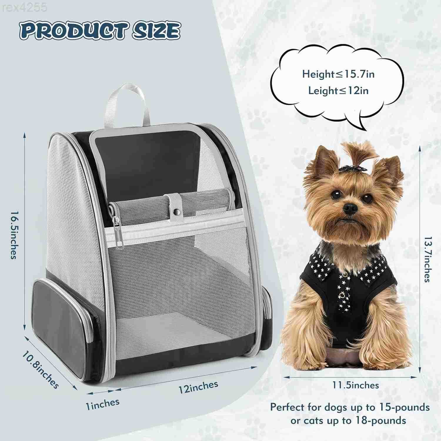 Cat Backpack Carrier Pet Backpack Carrier Cats and Small Dogs Collapsible Fully Ventilation Cat Backpack for Outdoors Hiking Camping Travelup to 165lb