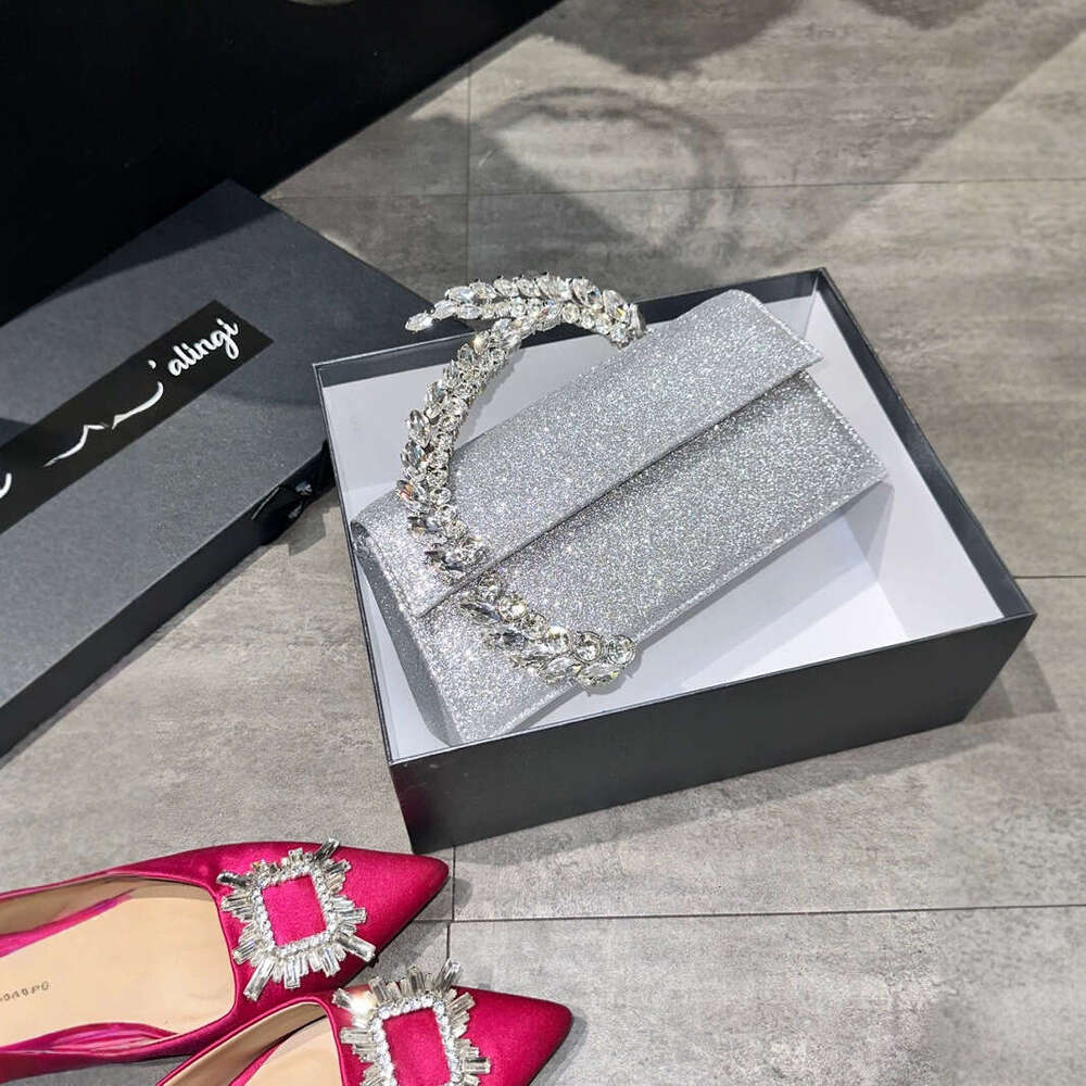 2025 New Trendy Women's Rhinestones, Fashionable Handbag with Chain, Shoulder and Crossbody Bag