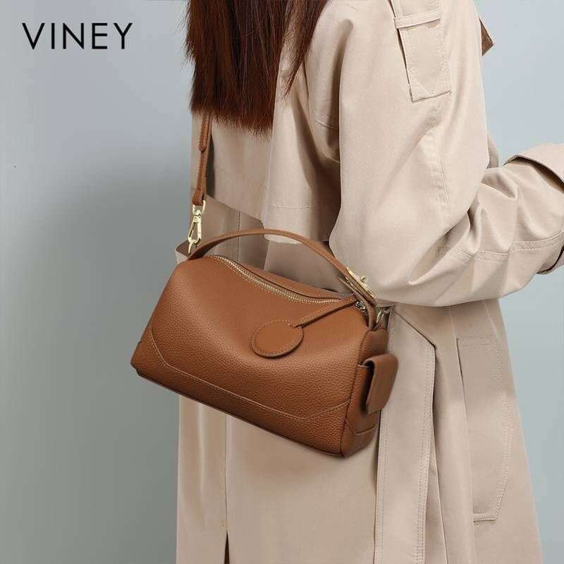 VINEY Ladies 2025 New Crossbody Women's Shoulder Genuine Leather Large Capacity Commuter Portable Pillow Bag