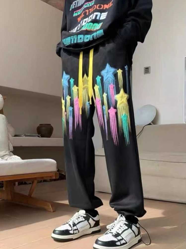 Trousers Hiphop Male Sweat Pants Wide Leg Sweatpants For Men Straight Black Y2k Slacks New Items In Tracksuit Bottoms BaggyXJ250904