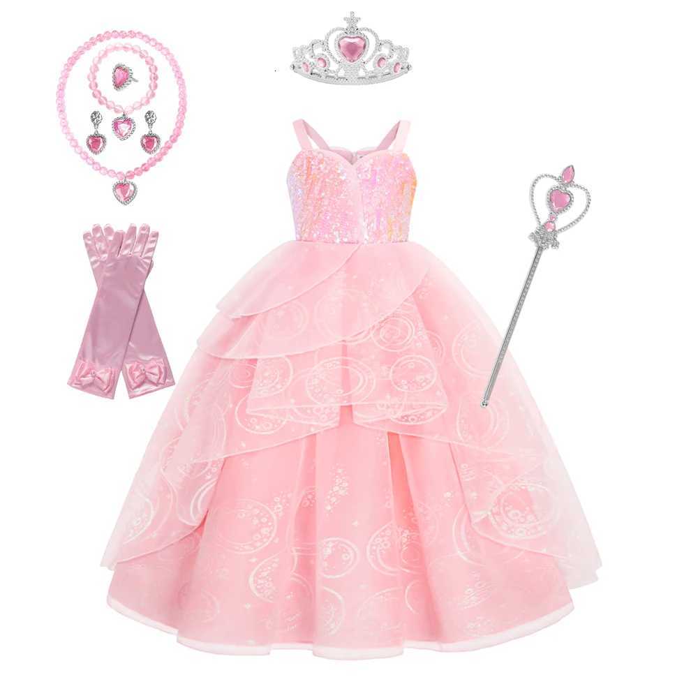 2025 New Summer Girls Elegant Dresses For CHIldrens Birthday ParTY Pink Sequin Slip Dress Princess ParTY Dresses For Girls Z250904